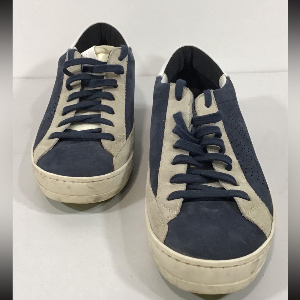 P448 Men's Blue and Cream Suede Low Top Sneakers Size 43
